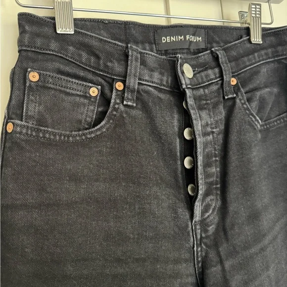 Aritzia Denim Forum The Yoko High Rise Slim Black Straight Jeans Size 25 - Picture 7 of 11